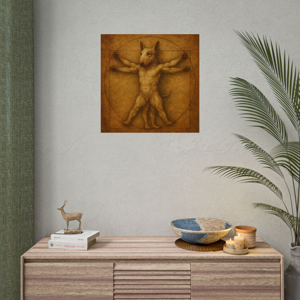 Bull Terrier Vitruvian Man — after Leonardo da Vinci, c.1490 | Poster