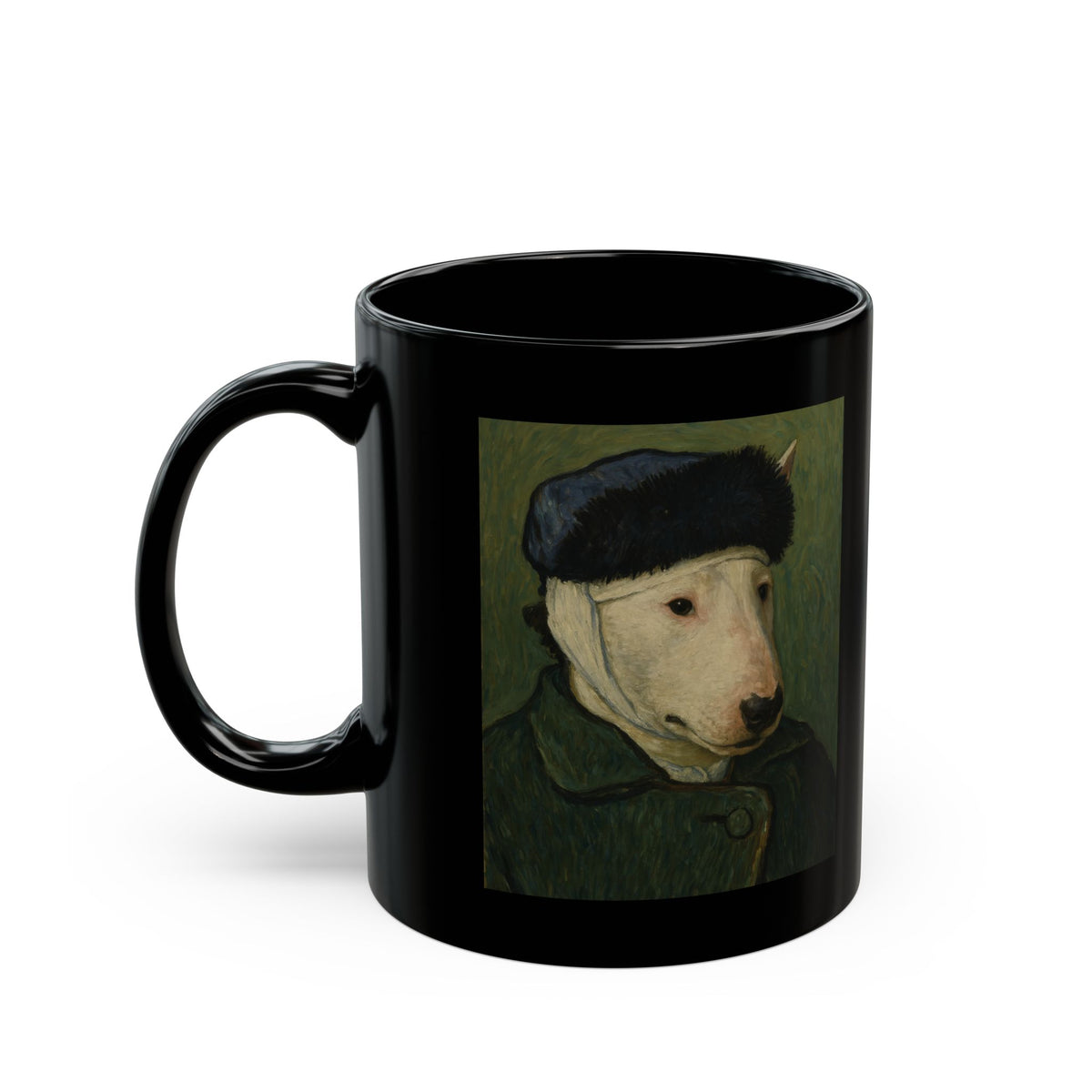 Bull Terrier Self Portrait Bandaged Ear — after Vincent van Gogh, 1889 | Mug (11oz, 15oz)