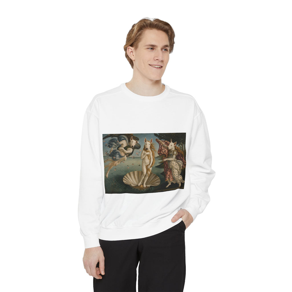 Bull Terrier The Birth of Venus — after Sandro Botticelli, c.1485 | Crewneck