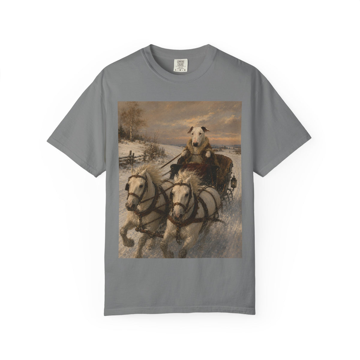 Bull Terrier Sleigh Ride — after Alfred Wierusz-Kowalski, c.1890 | Garment-Dyed Tee