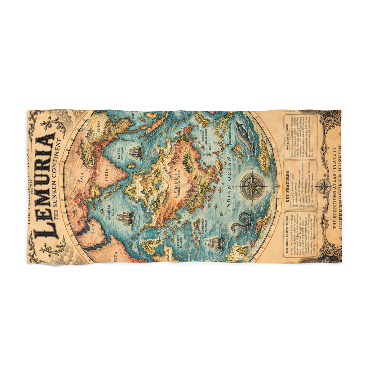 Lemuria, The Forbidden Atlas Plate IV | Beach Towel