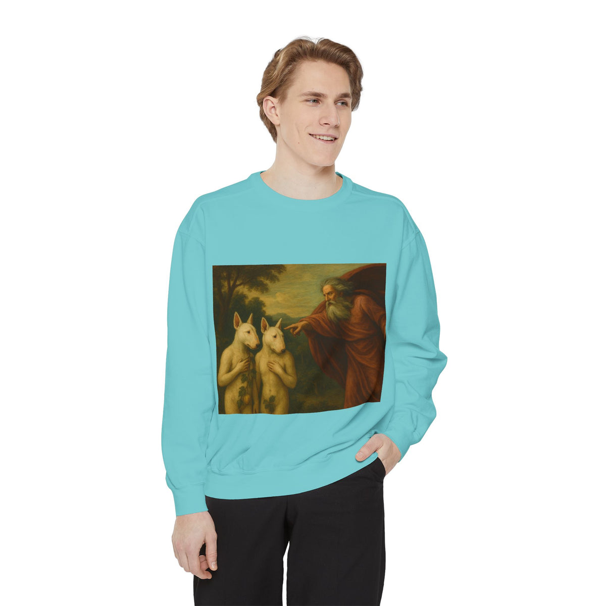 Bull Terrier The Rebuke of Adam and Eve — after Domenichino, 1626 | Crewneck