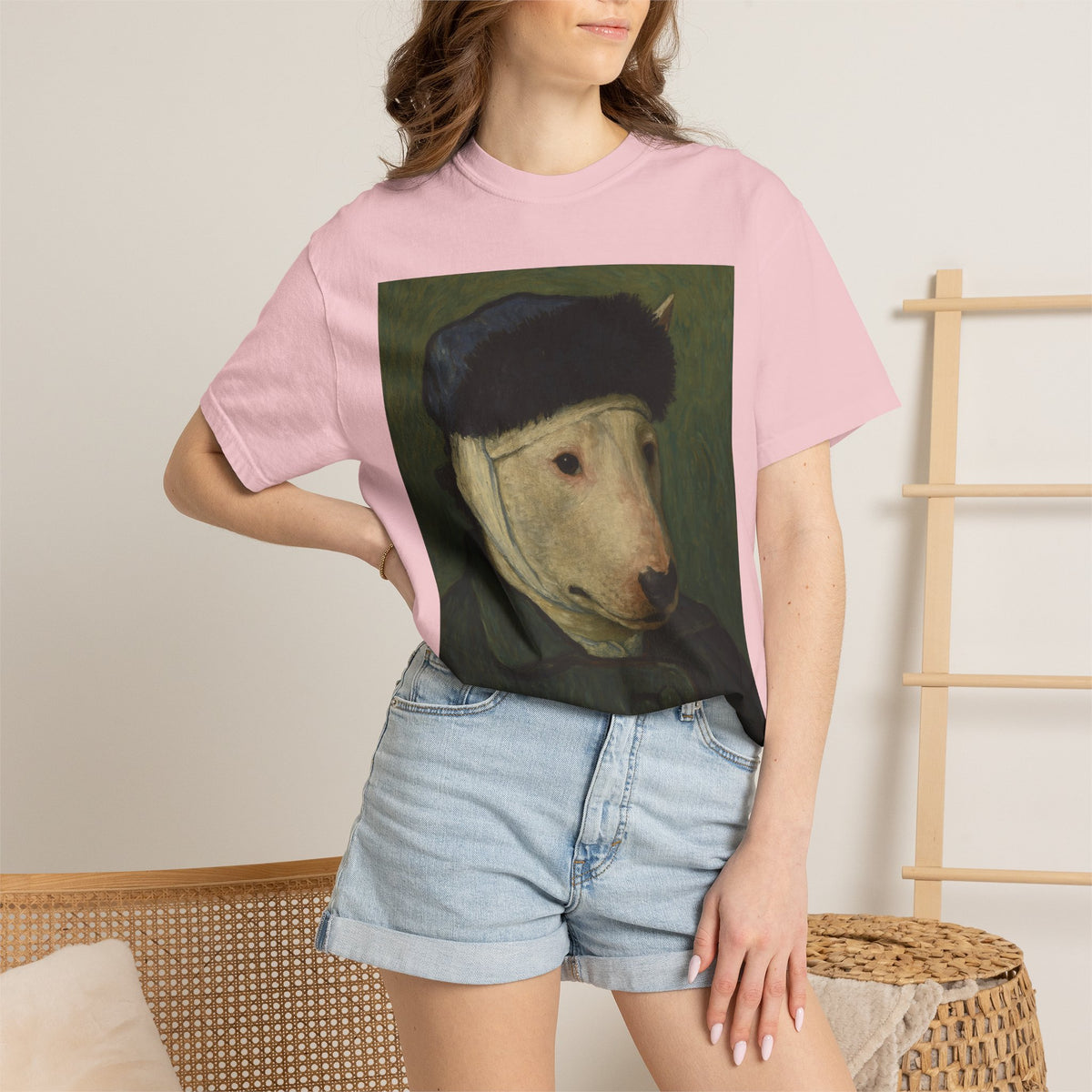 Bull Terrier Self-Portrait with Bandaged Ear — after Vincent van Gogh, 1889 | Garment-Dyed Tee