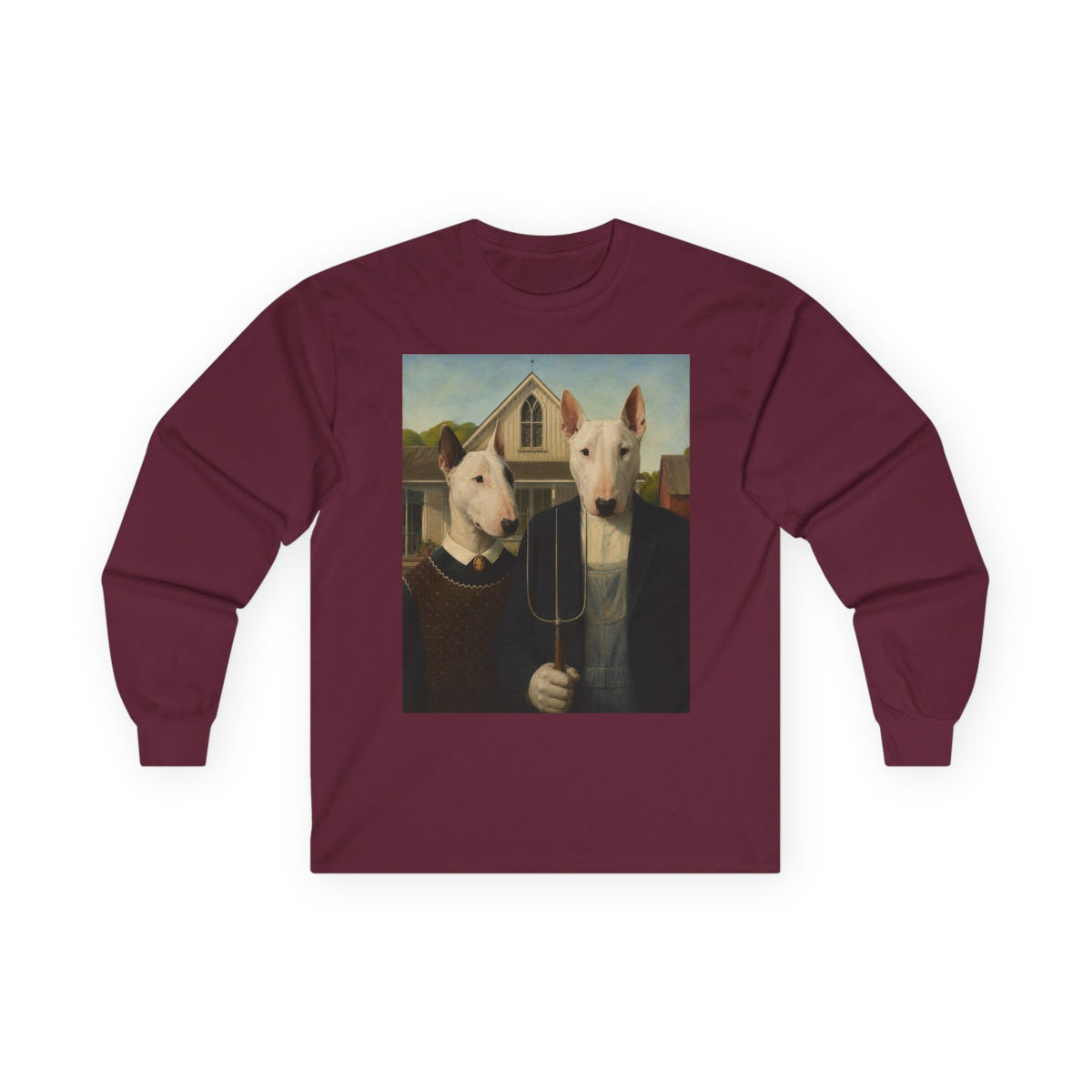 Bull Terrier American Gothic — after Grant Wood, 1930 | Long Sleeve