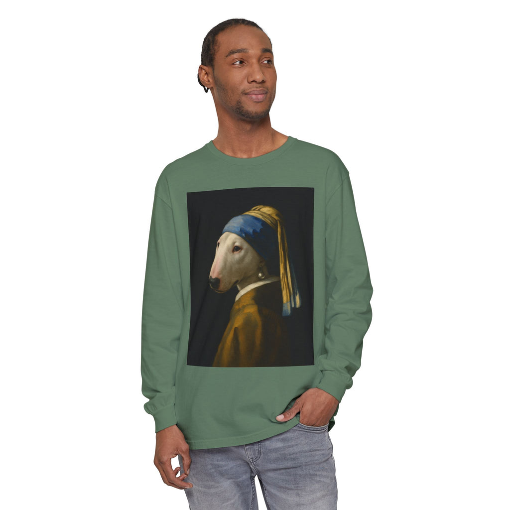 Bull Terrier Girl with a Pearl Earring — after Johannes Vermeer, c.1665 | Long Sleeve