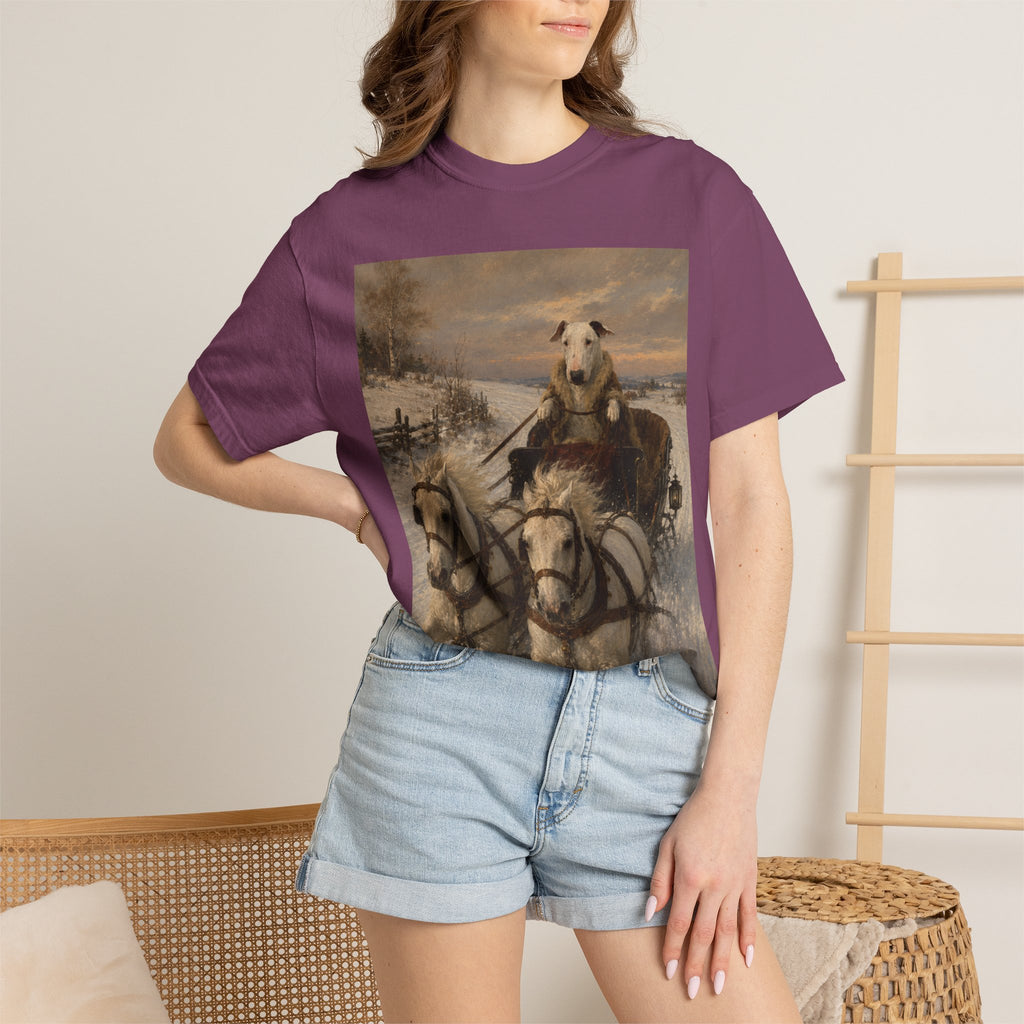 Bull Terrier Sleigh Ride — after Alfred Wierusz-Kowalski, c.1890 | Garment-Dyed Tee