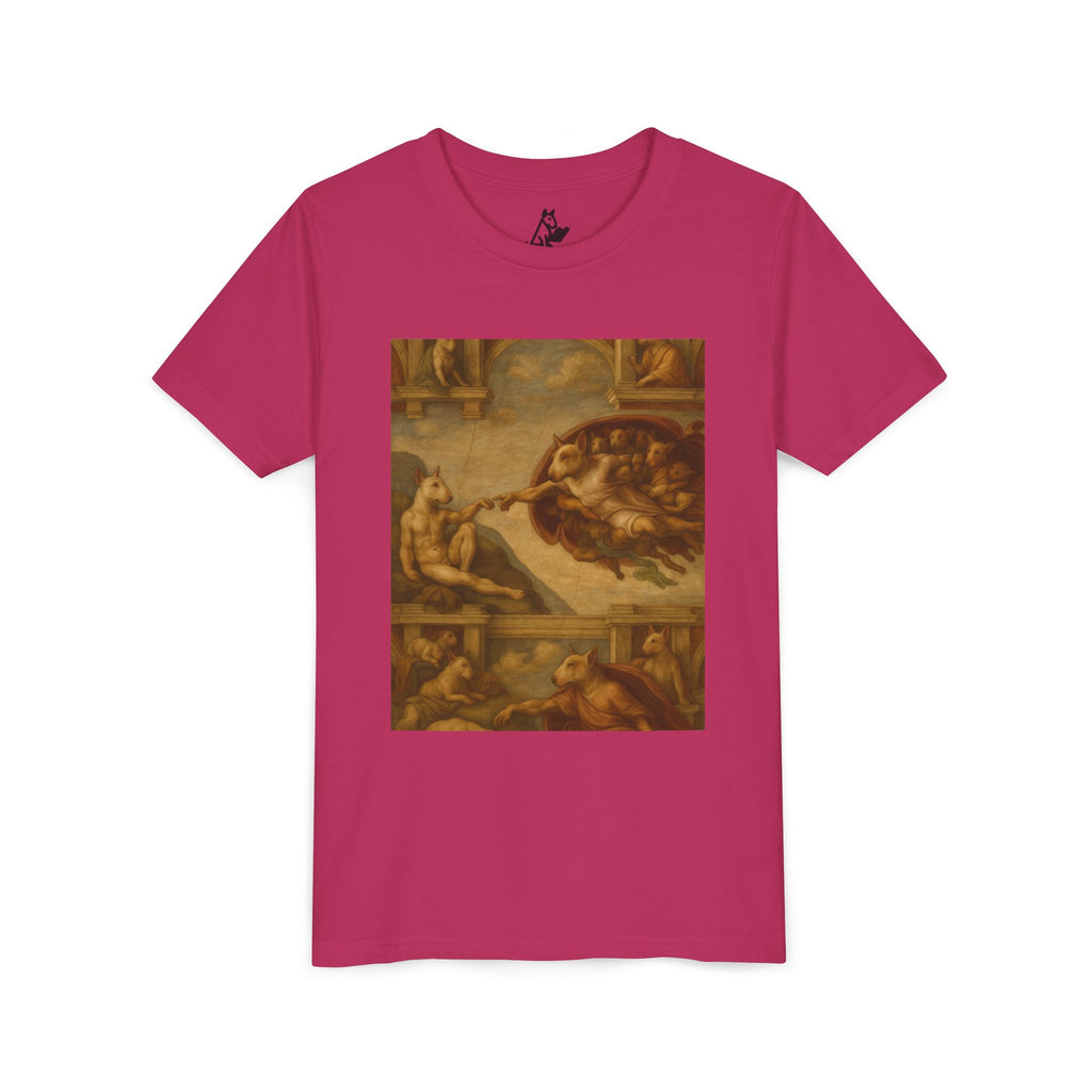 Bull Terrier The Creation of Adam — after Michelangelo, 1512 | Youth Tee