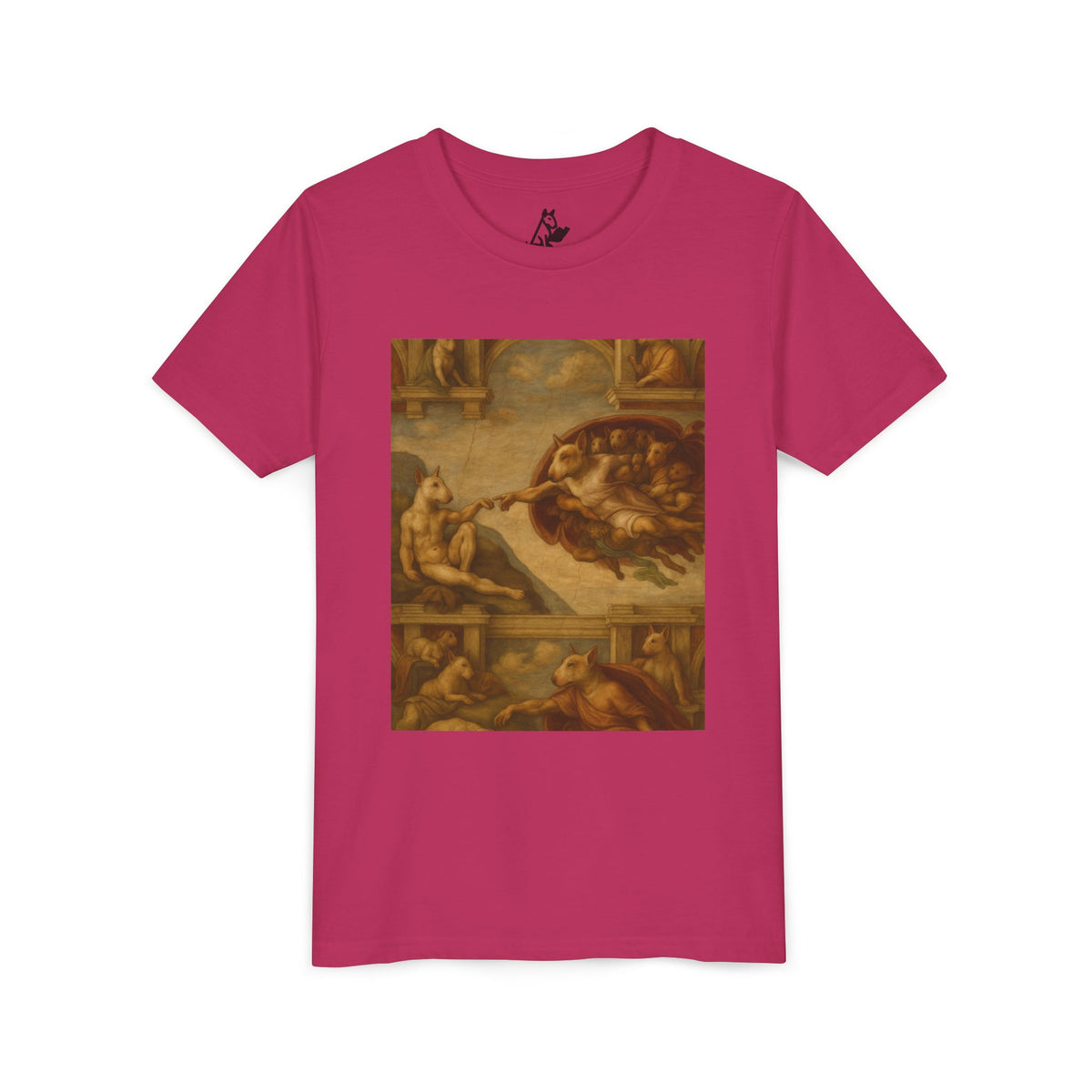 Bull Terrier The Creation of Adam — after Michelangelo, 1512 | Youth Tee