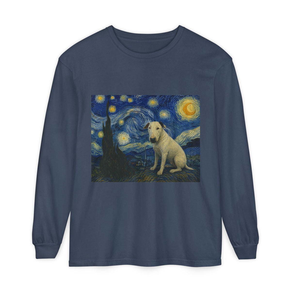 Bull Terrier The Starry Night — after Vincent van Gogh, 1889 | Long Sleeve