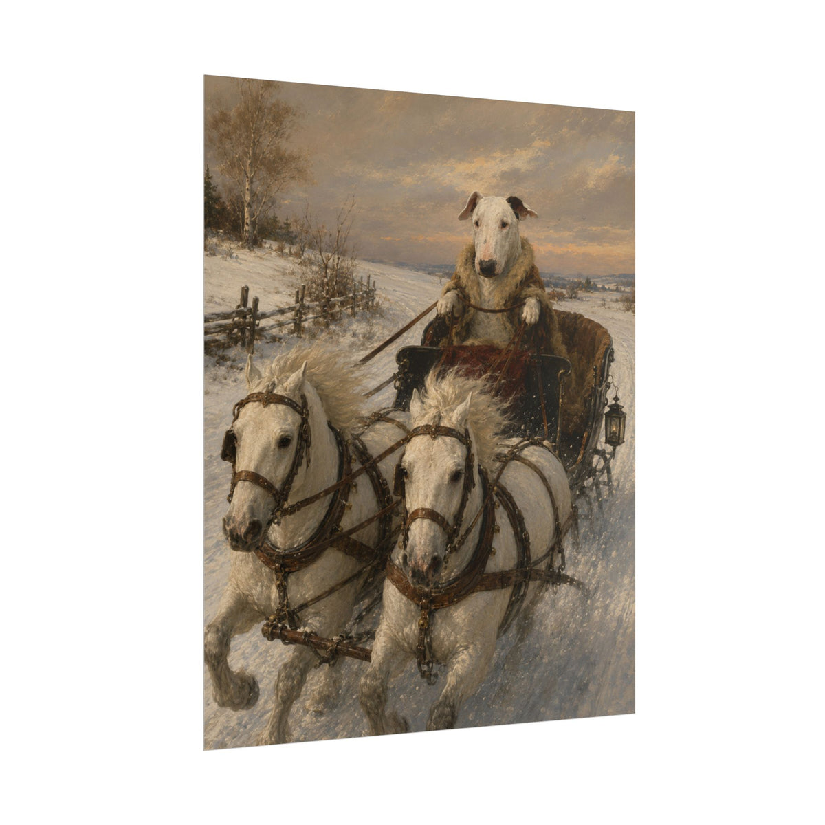 Bull Terrier Sleigh Ride — after Alfred Wierusz-Kowalski, c.1890 | Print