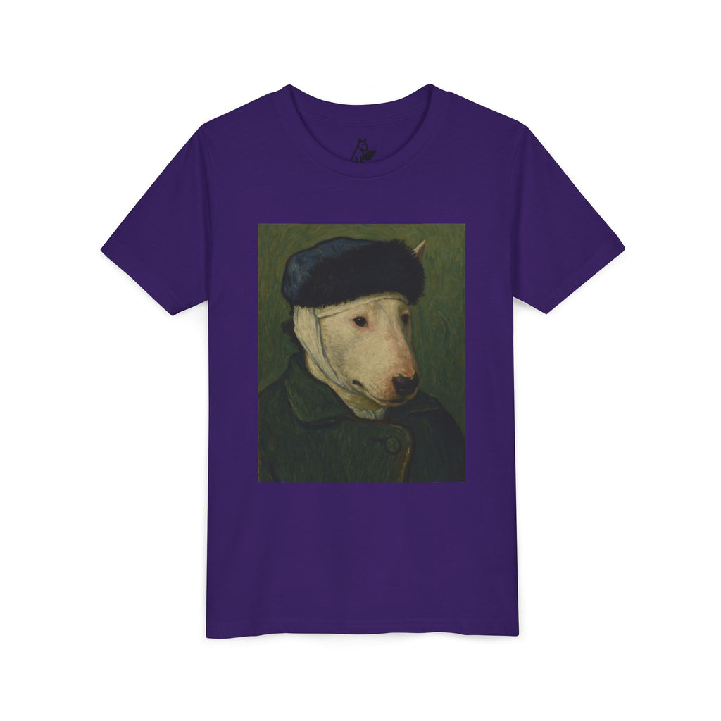 Bull Terrier Self-Portrait with Bandaged Ear — after Vincent van Gogh, 1889 | Youth Tee