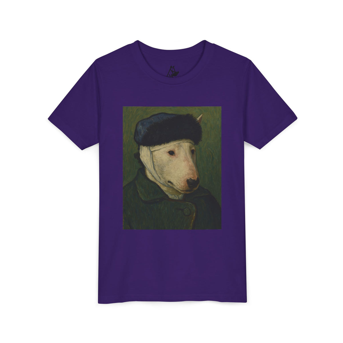 Bull Terrier Self-Portrait with Bandaged Ear — after Vincent van Gogh, 1889 | Youth Tee