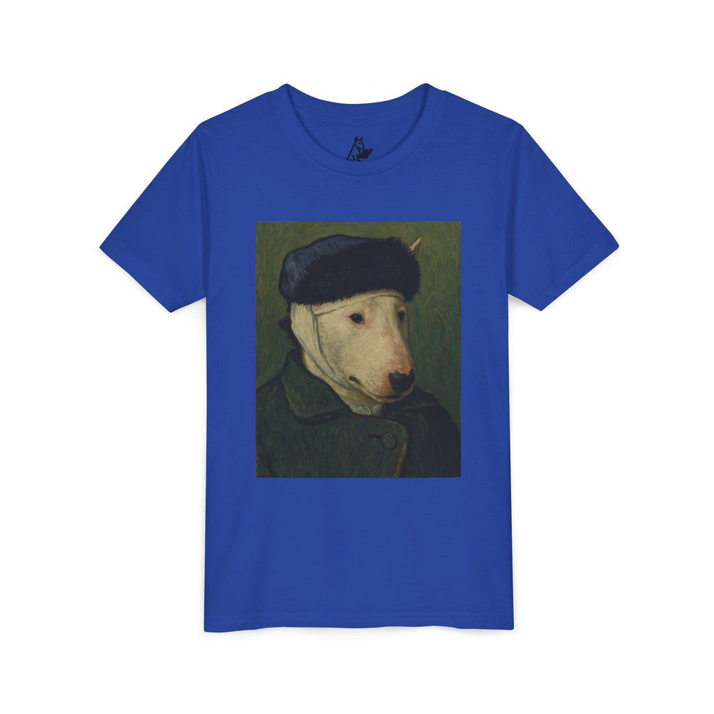 Bull Terrier Self-Portrait with Bandaged Ear — after Vincent van Gogh, 1889 | Youth Tee