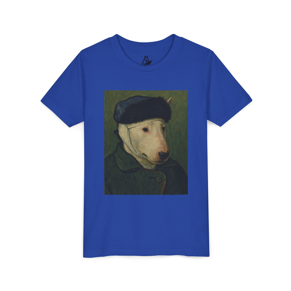 Bull Terrier Self-Portrait with Bandaged Ear — after Vincent van Gogh, 1889 | Youth Tee