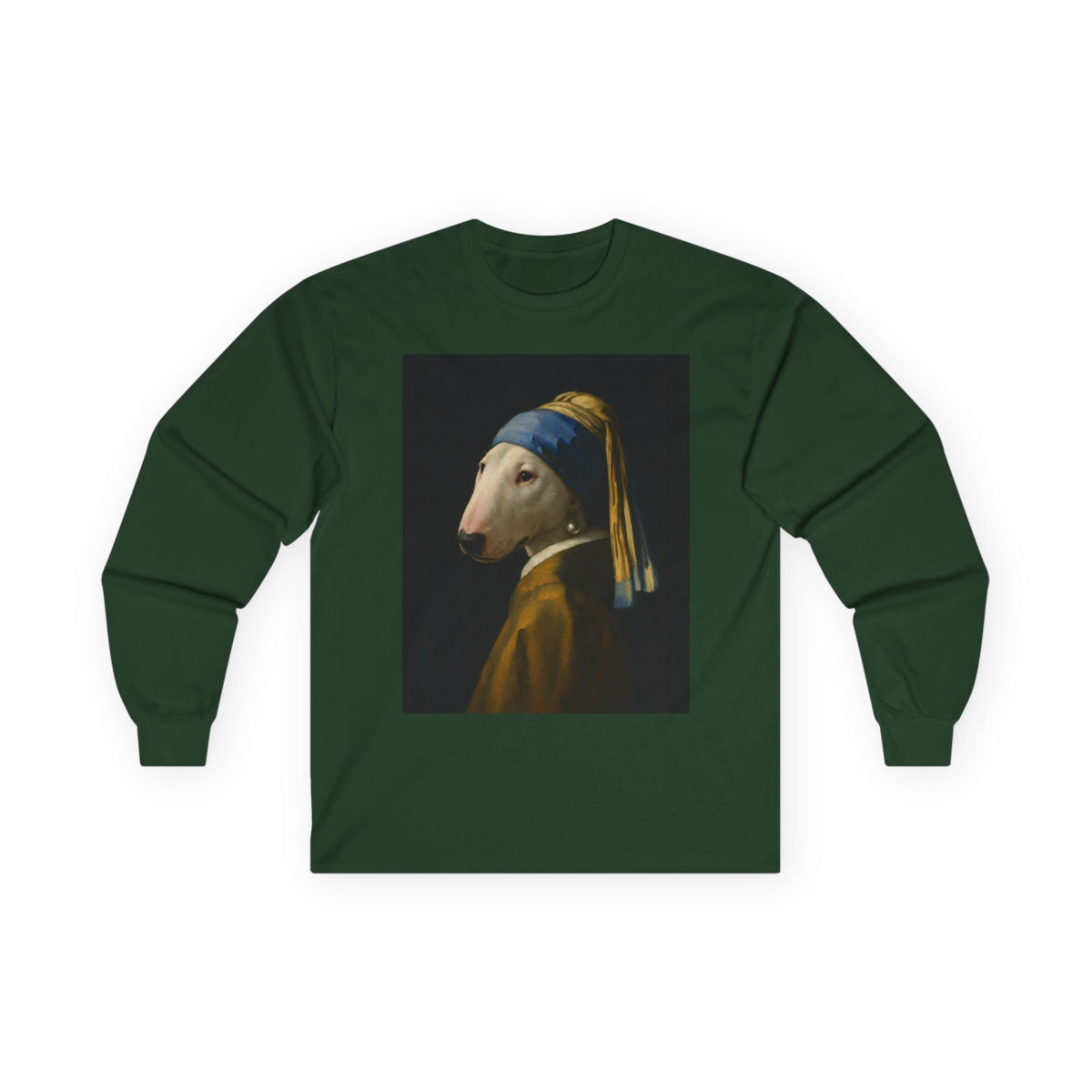 Bull Terrier Girl With A Pearl Earring — after Johannes Vermeer, c.1665 | Long Sleeve