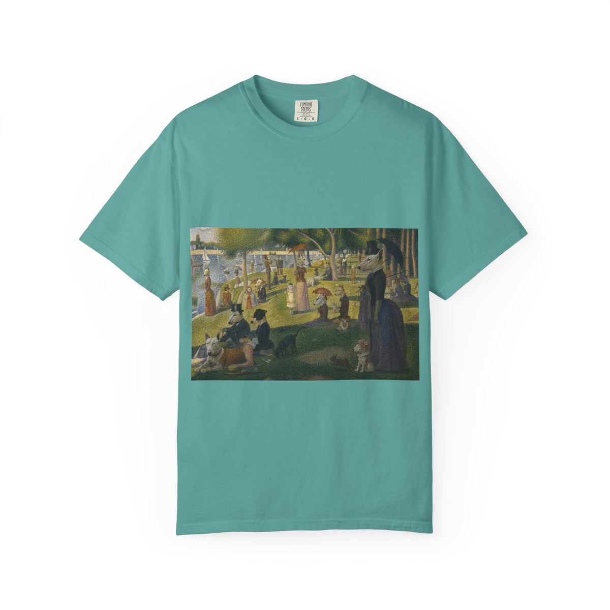Bull Terrier A Sunday Afternoon on La Grande Jatte — after Georges Seurat, 1886 | Garment-Dyed Tee