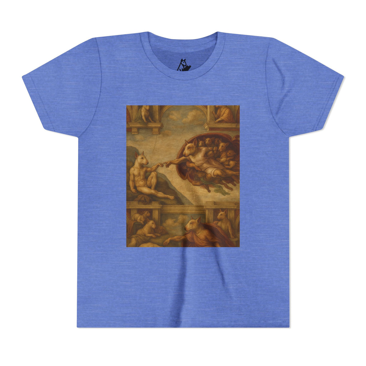 Bull Terrier The Creation of Adam — after Michelangelo, 1512 | Youth Tee