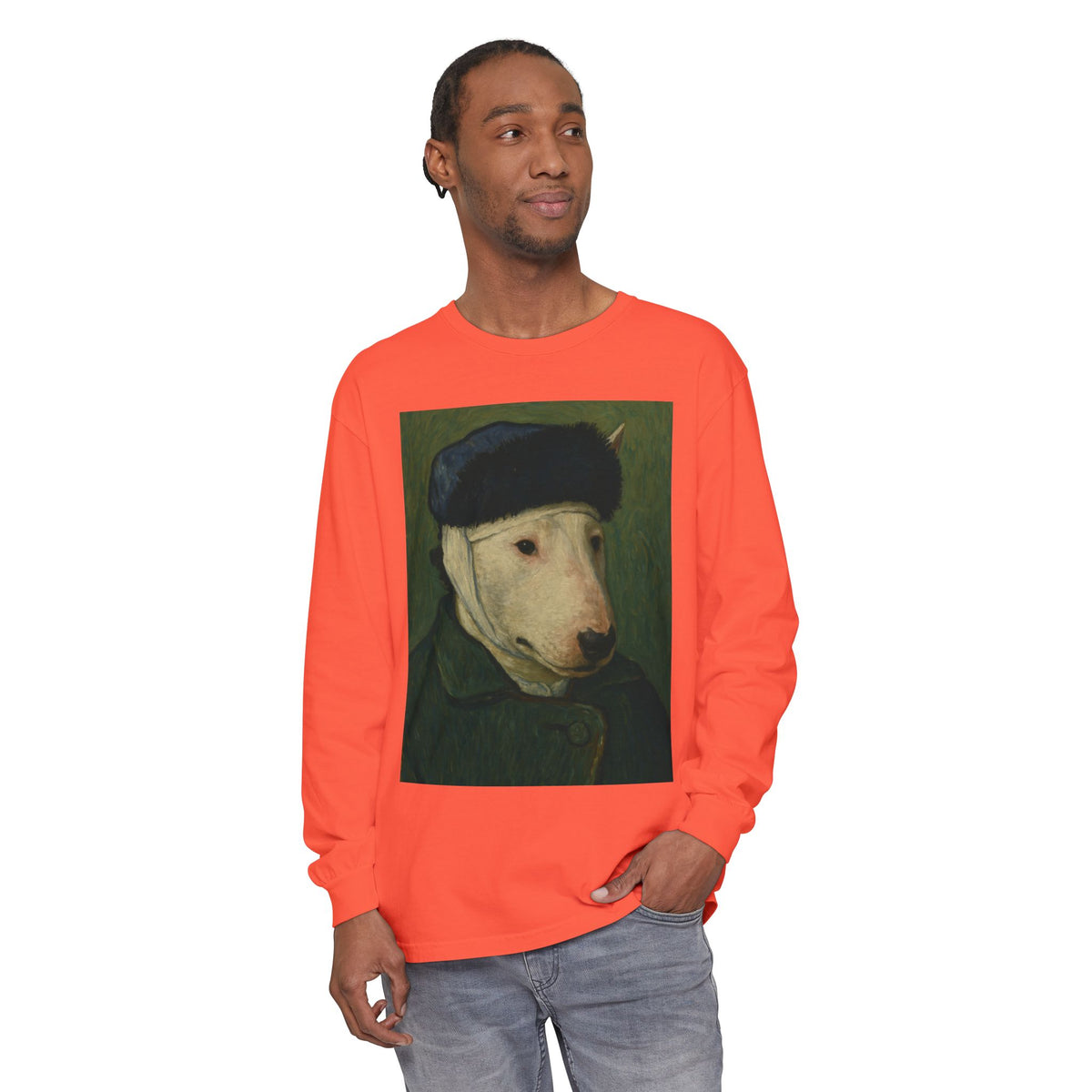 Bull Terrier Self-Portrait with Bandaged Ear — after Vincent van Gogh, 1889 | Long Sleeve