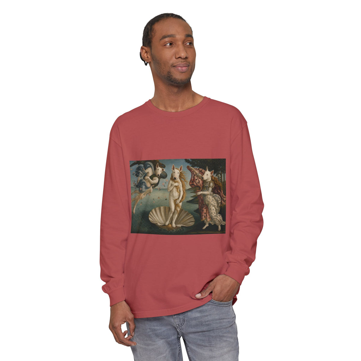 Bull Terrier The Birth of Venus — after Sandro Botticelli, c.1485 | Long Sleeve