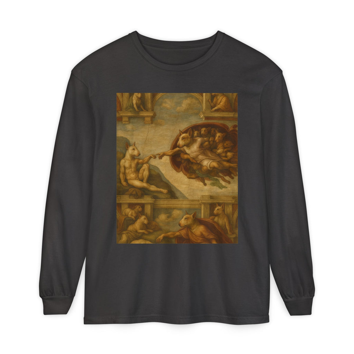 Bull Terrier The Creation of Adam — after Michelangelo, 1512 | Long Sleeve
