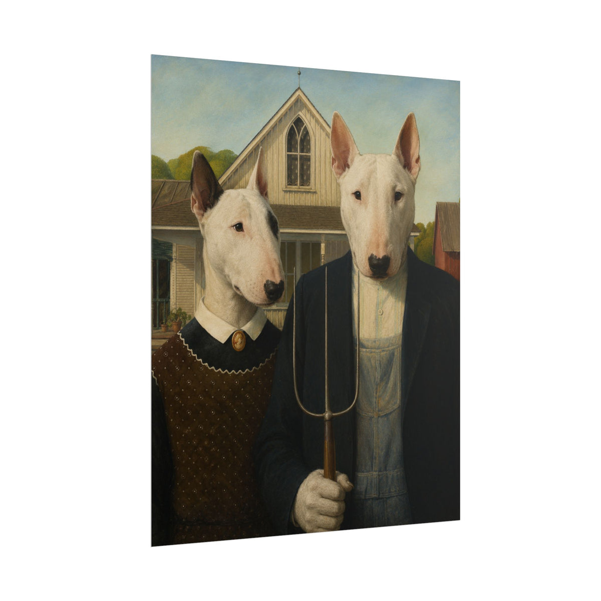 Bull Terrier American Gothic — after Grant Wood, 1930 | Print