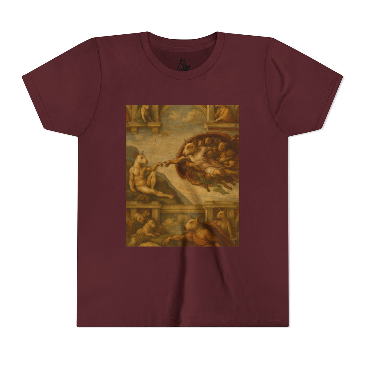 Bull Terrier The Creation of Adam — after Michelangelo, 1512 | Youth Tee
