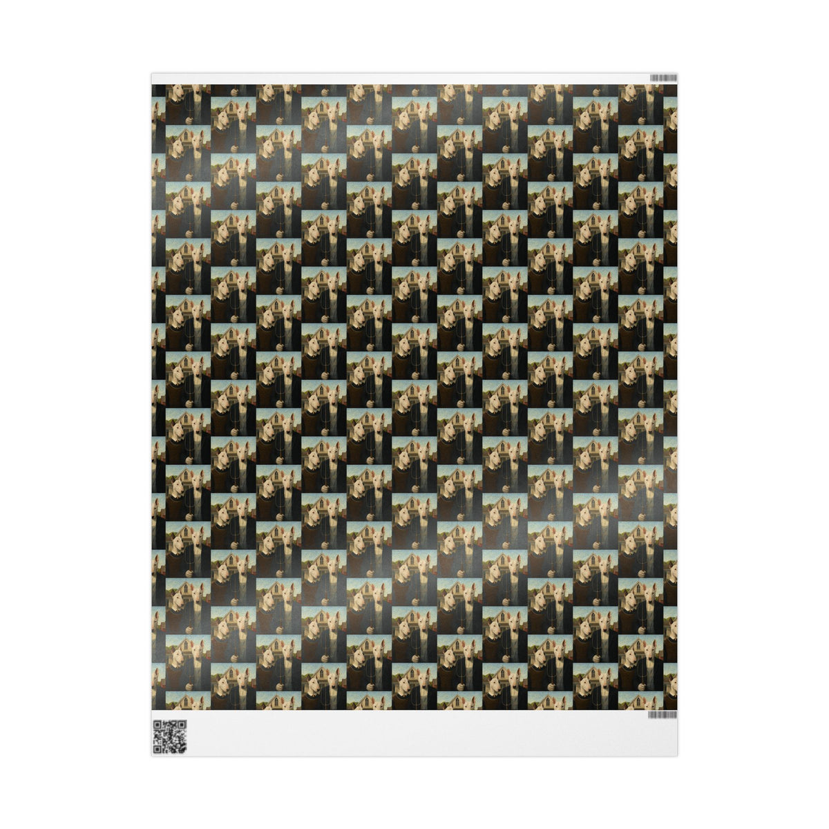 Bull Terrier American Gothic — after Grant Wood, 1930 | Wrapping Paper