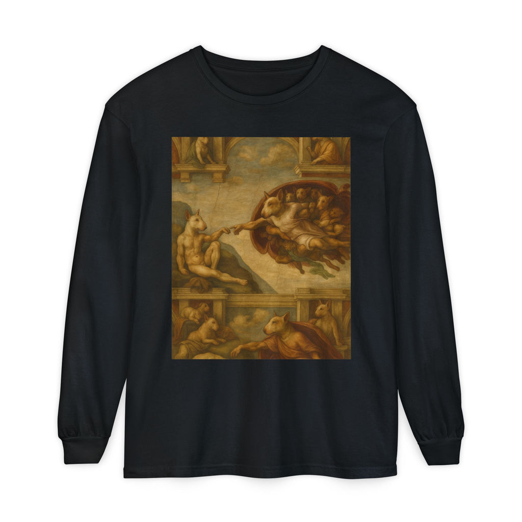 Bull Terrier The Creation of Adam — after Michelangelo, 1512 | Long Sleeve