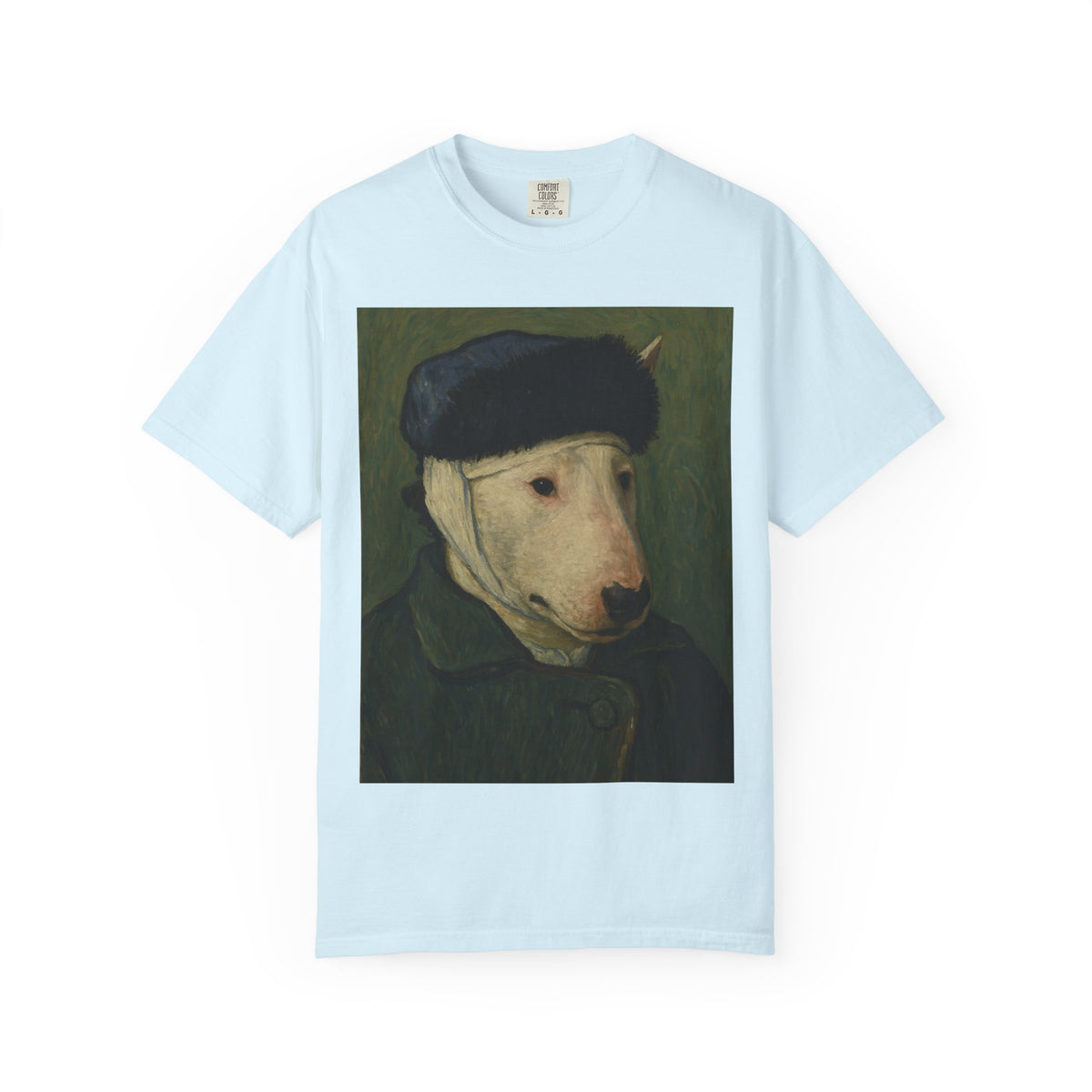 Bull Terrier Self-Portrait with Bandaged Ear — after Vincent van Gogh, 1889 | Garment-Dyed Tee