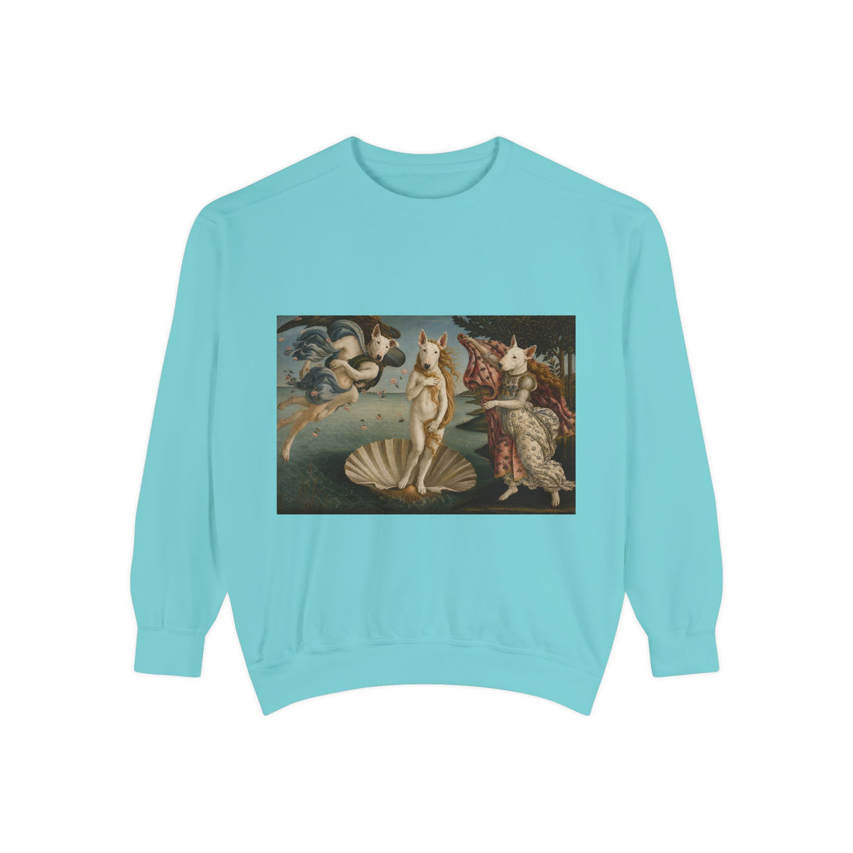 Bull Terrier The Birth of Venus — after Sandro Botticelli, c.1485 | Crewneck