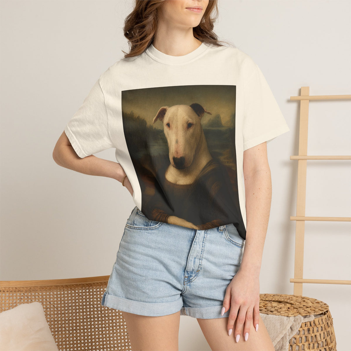 Bull Terrier Mona Lisa — after Leonardo da Vinci, c.1503 | Garment-Dyed Tee