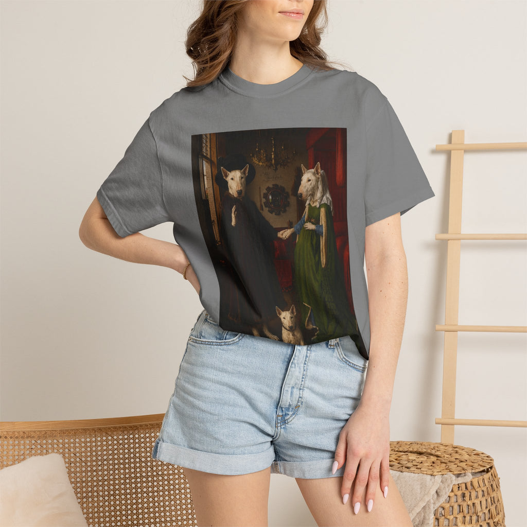 Bull Terrier The Arnolfini Portrait — after Jan van Eyck, 1434 | Garment-Dyed Tee