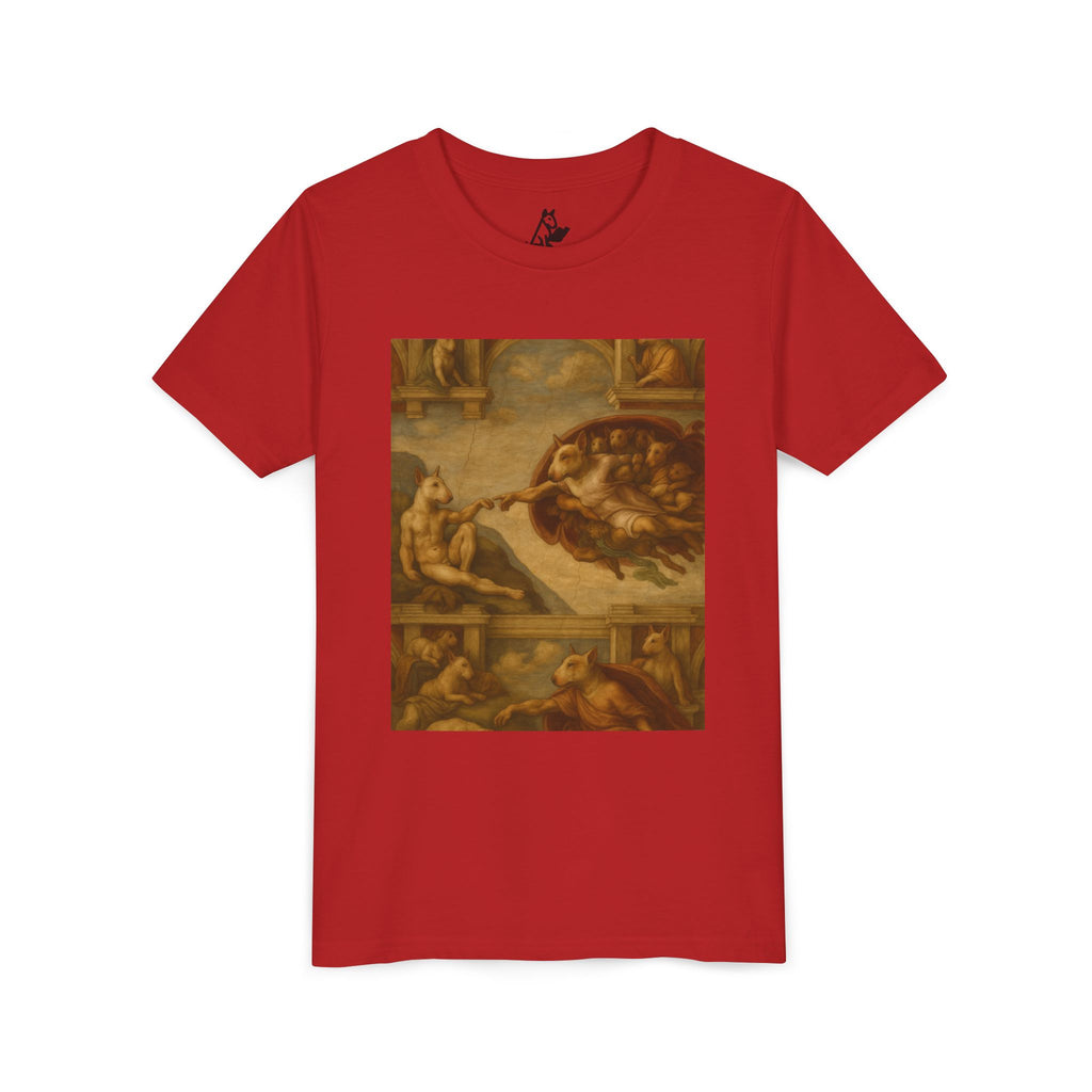Bull Terrier The Creation of Adam — after Michelangelo, 1512 | Youth Tee