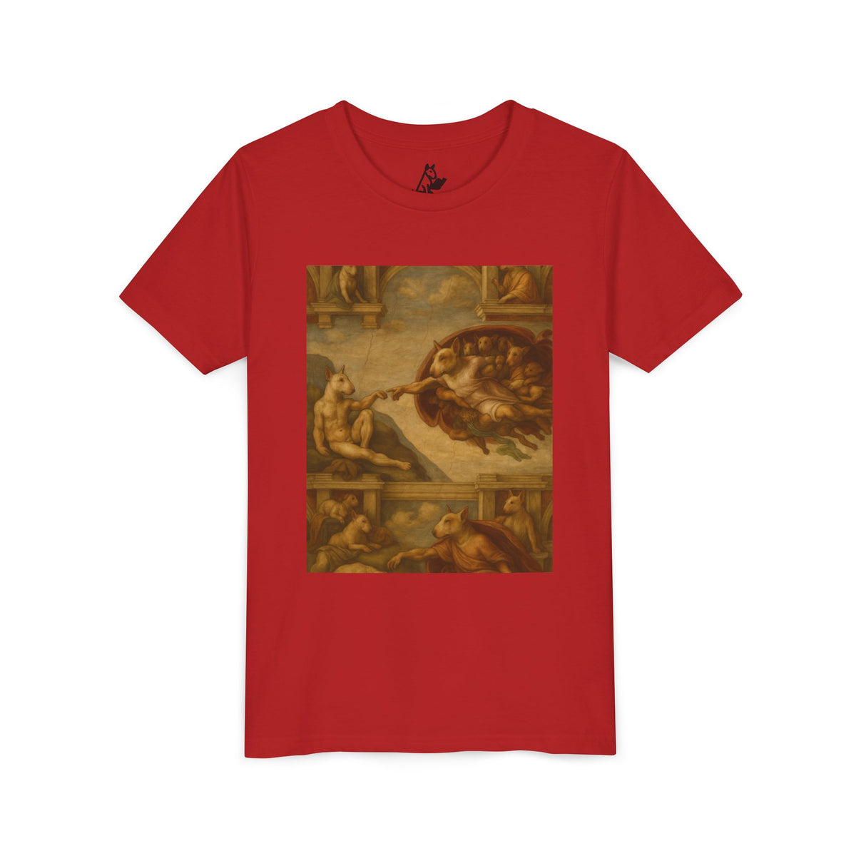 Bull Terrier The Creation of Adam — after Michelangelo, 1512 | Youth Tee