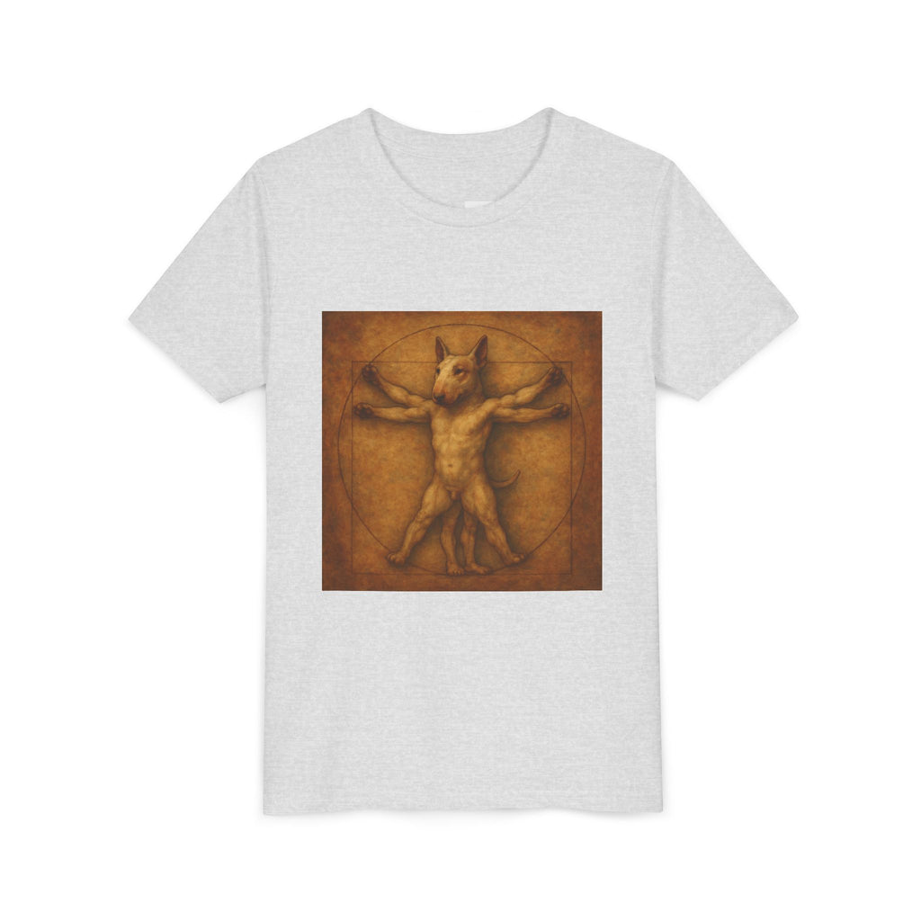Bull Terrier Vitruvian Man — after Leonardo da Vinci, c.1490 | Youth Tee