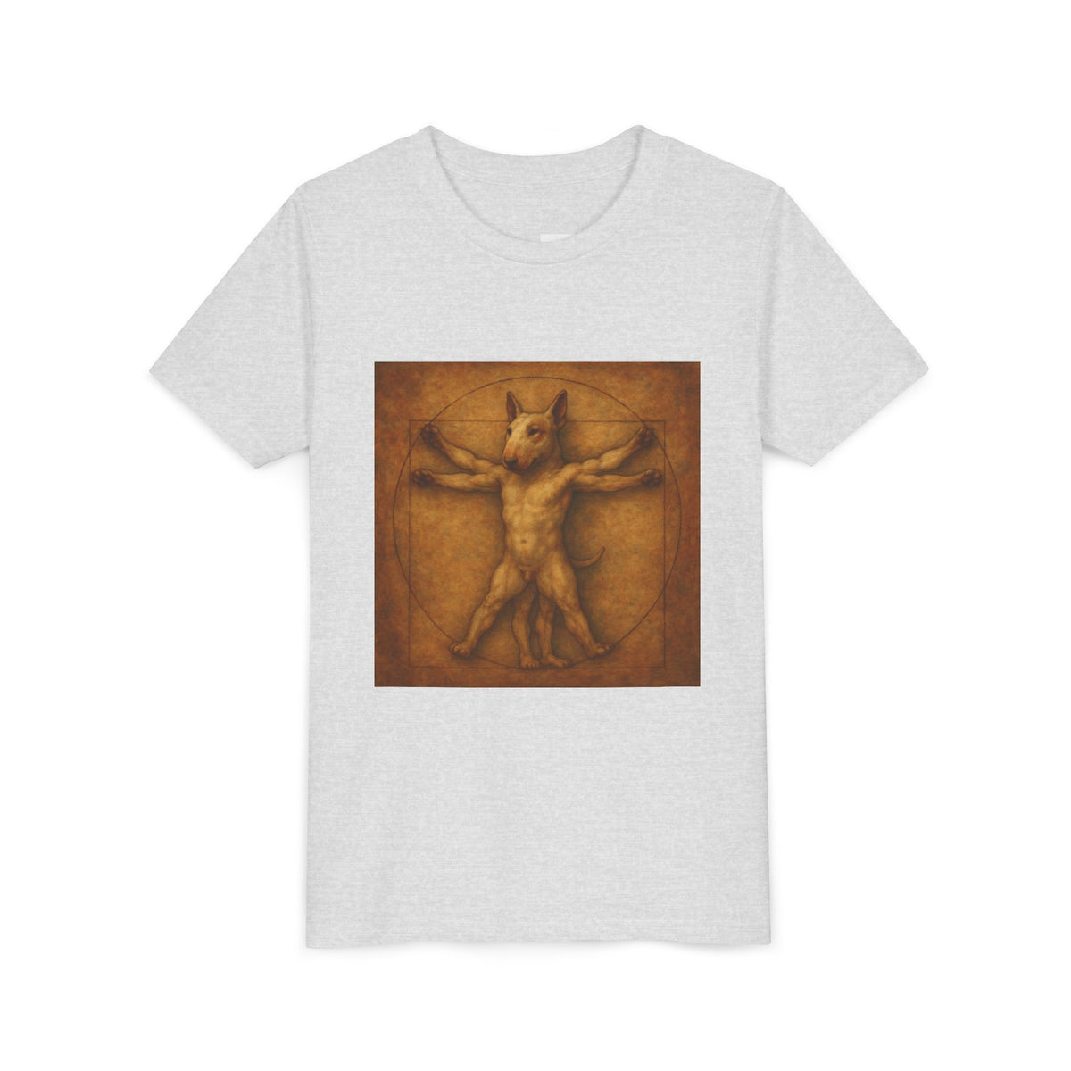 Bull Terrier Vitruvian Man — after Leonardo da Vinci, c.1490 | Youth Tee