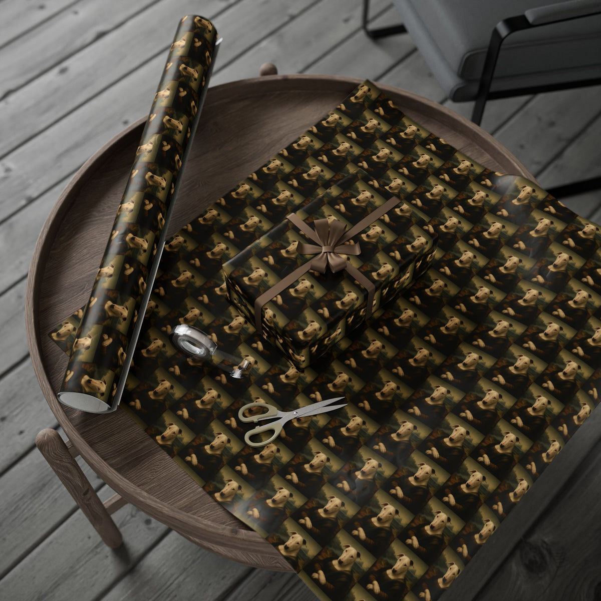 Bull Terrier Mona Lisa — after Leonardo da Vinci, c.1503 | Wrapping Paper