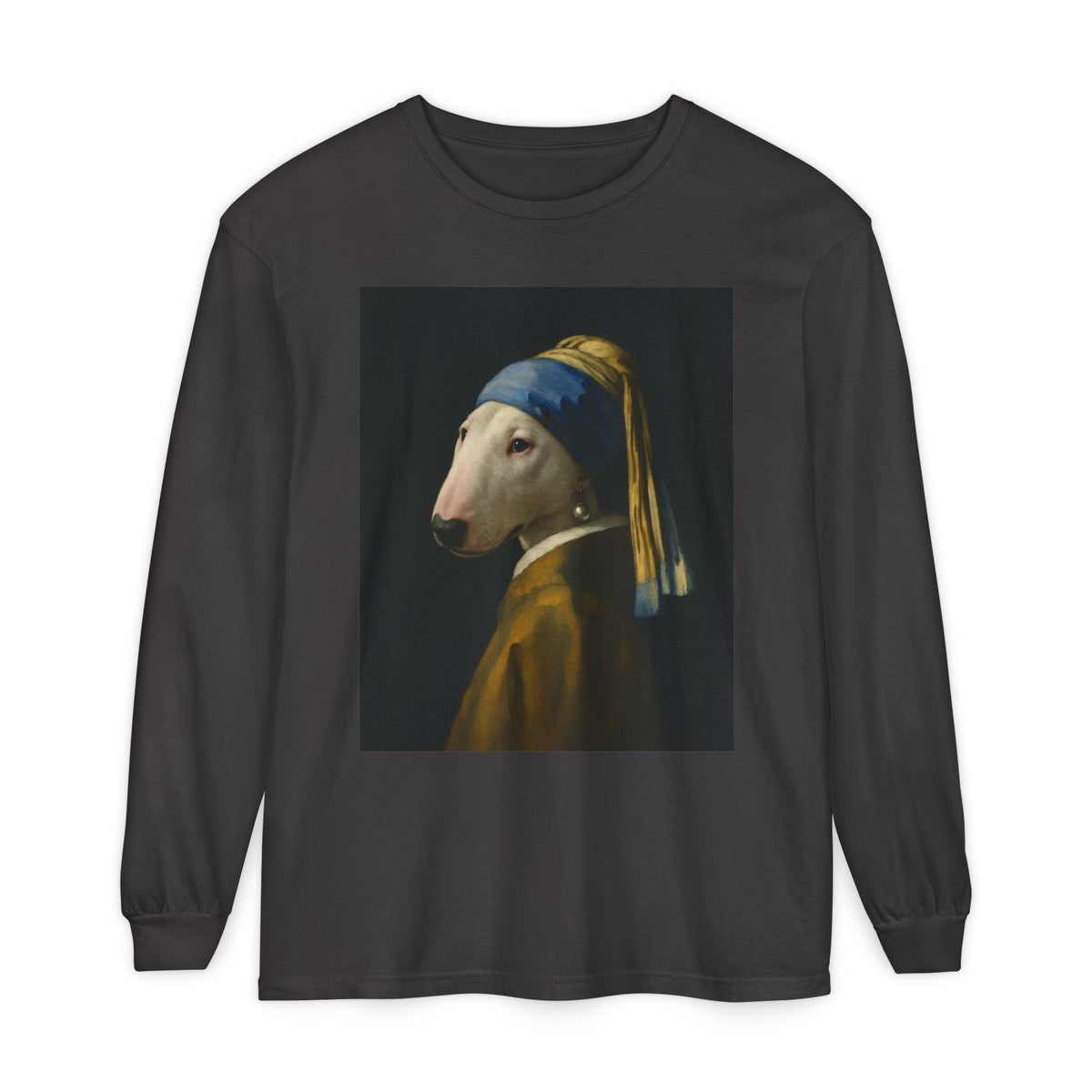 Bull Terrier Girl with a Pearl Earring — after Johannes Vermeer, c.1665 | Long Sleeve