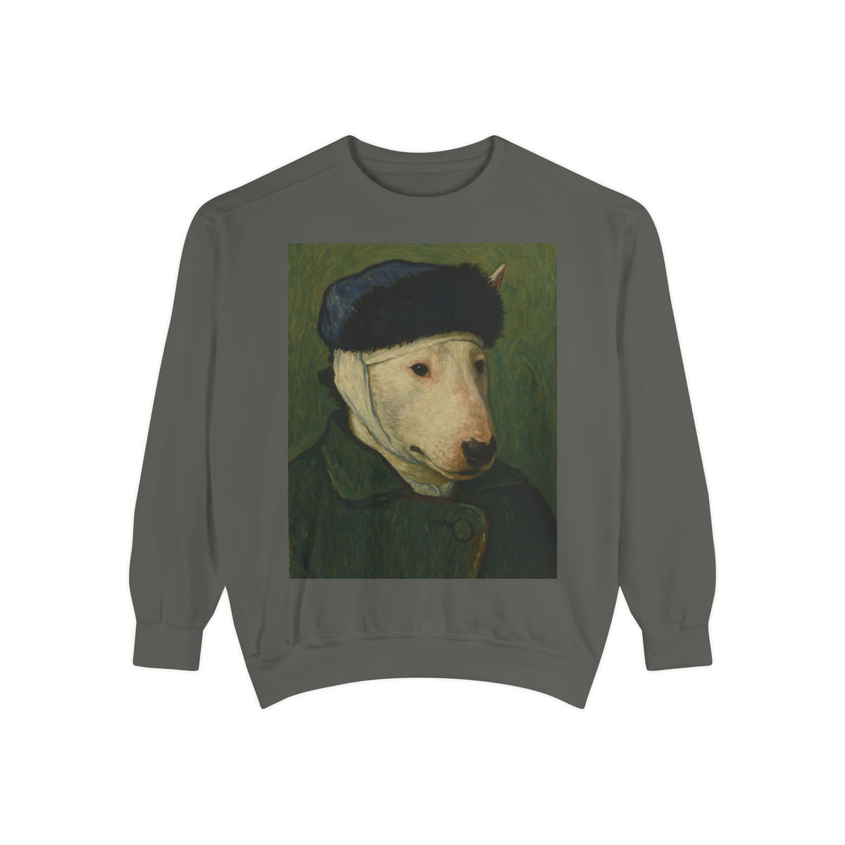 Bull Terrier Self-Portrait with Bandaged Ear — after Vincent van Gogh, 1889 | Crewneck