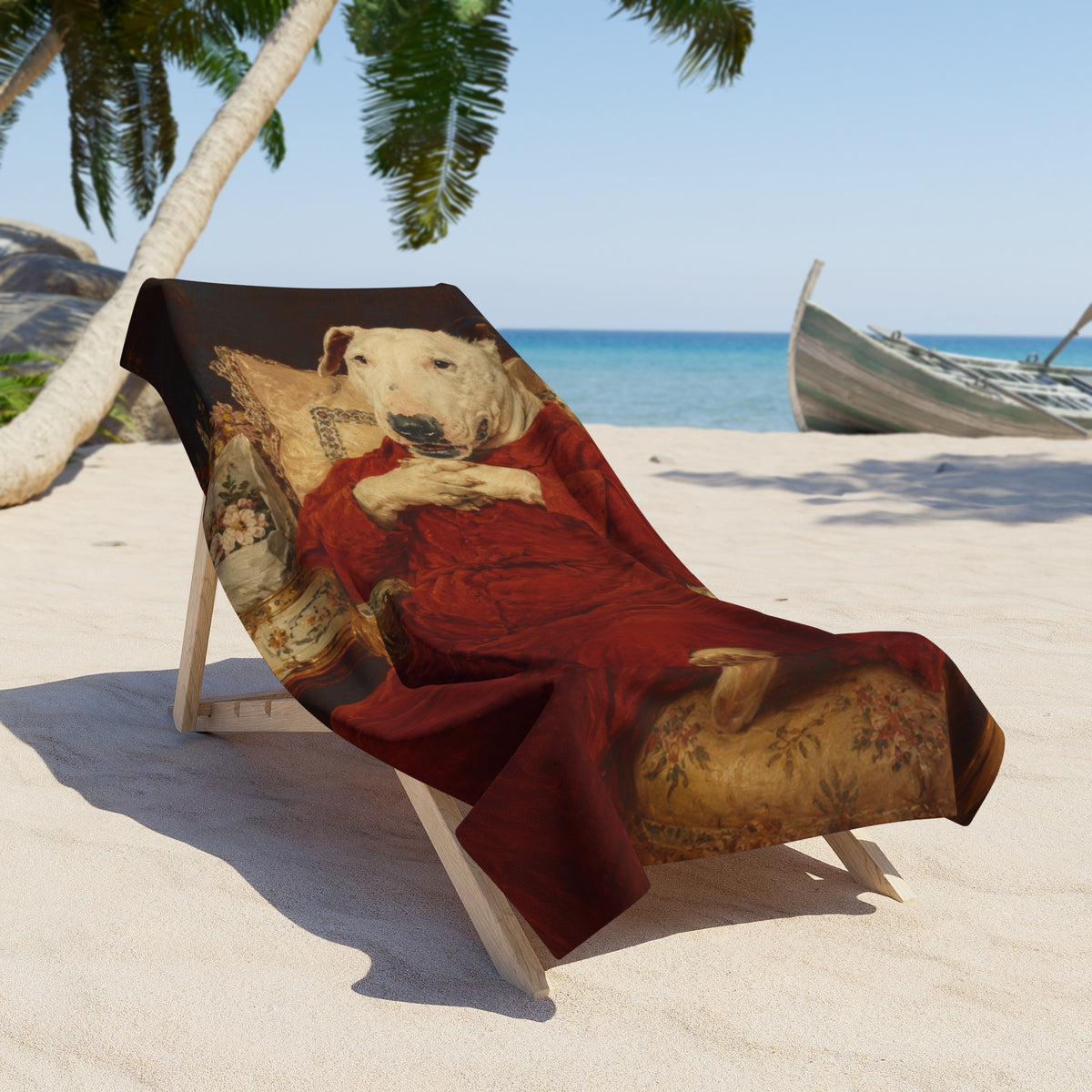 Bull Terrier A Happy Birthday — after Antonio Casanova y Estorach, c.1890 | Beach Towel