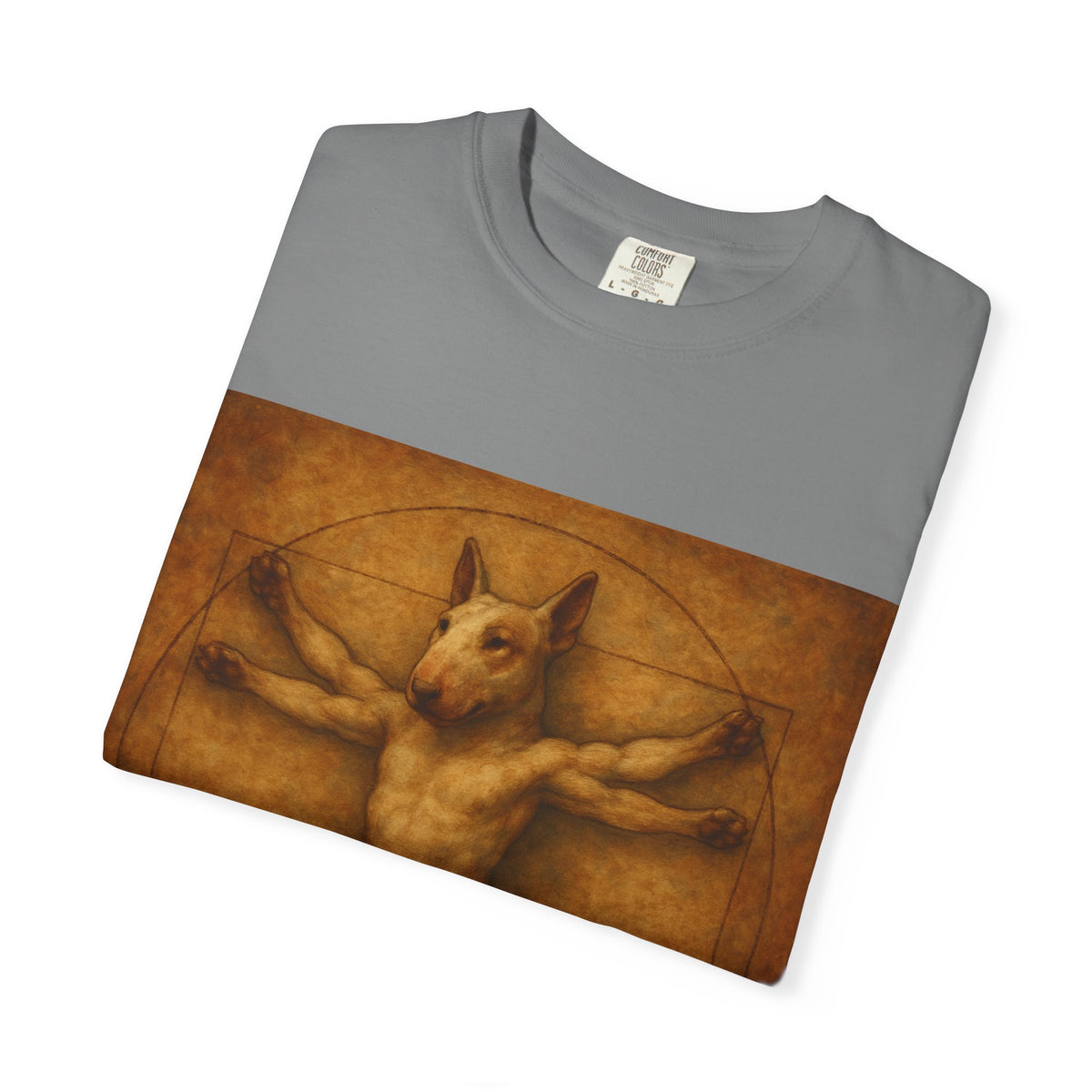 Bull Terrier Vitruvian Man — after Leonardo da Vinci, c.1490 | Garment-Dyed Tee