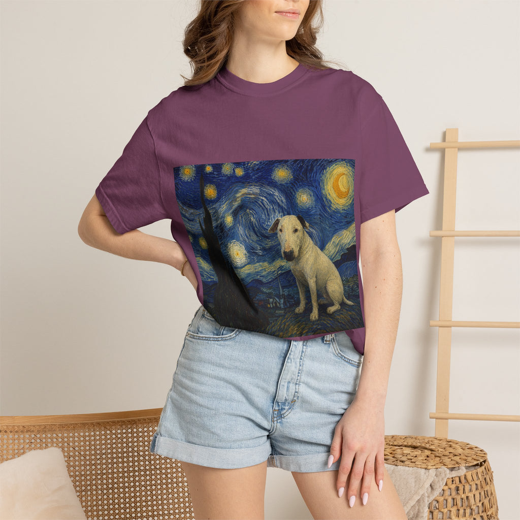 Bull Terrier The Starry Night — after Vincent van Gogh, 1889 | Garment-Dyed Tee