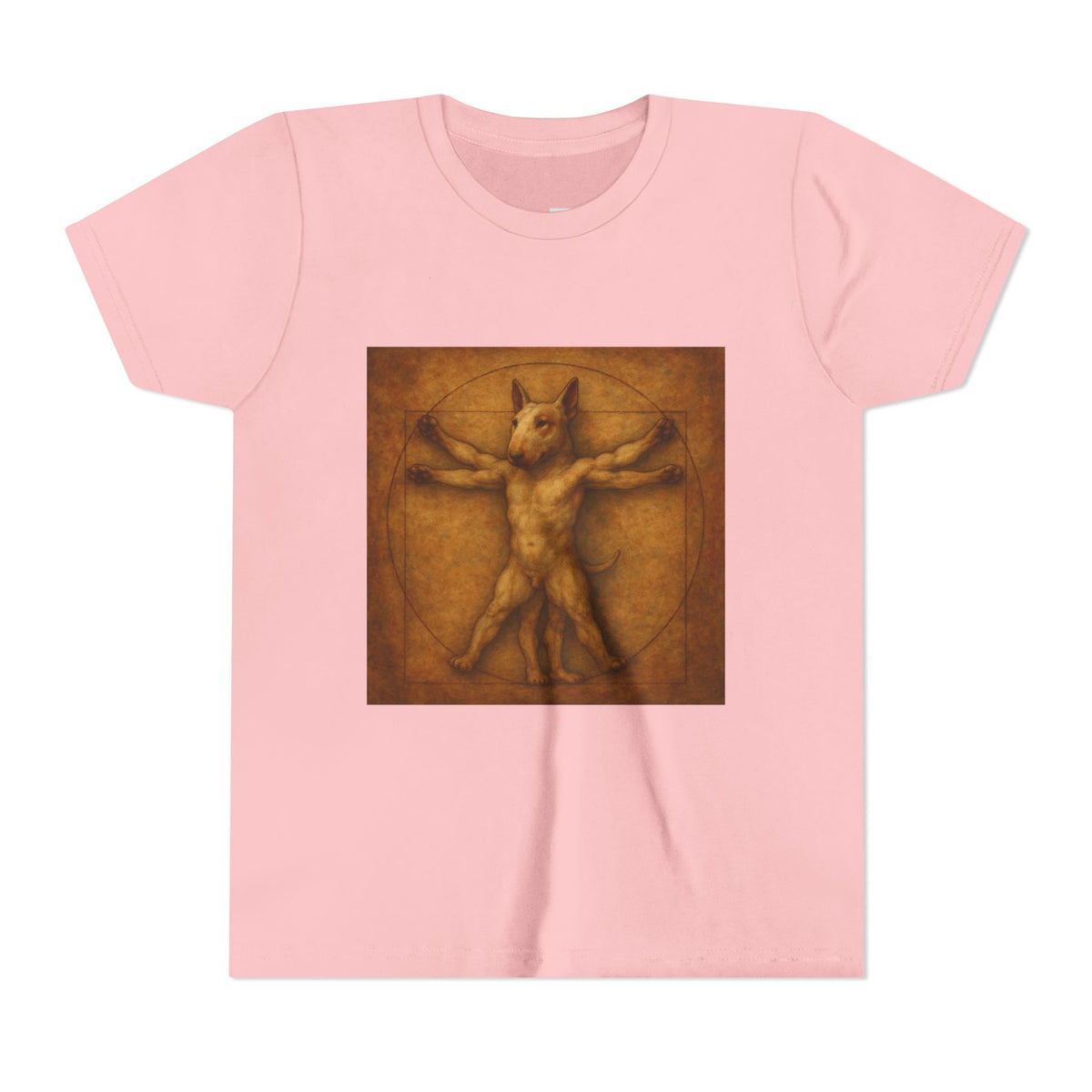 Bull Terrier Vitruvian Man — after Leonardo da Vinci, c.1490 | Youth Tee