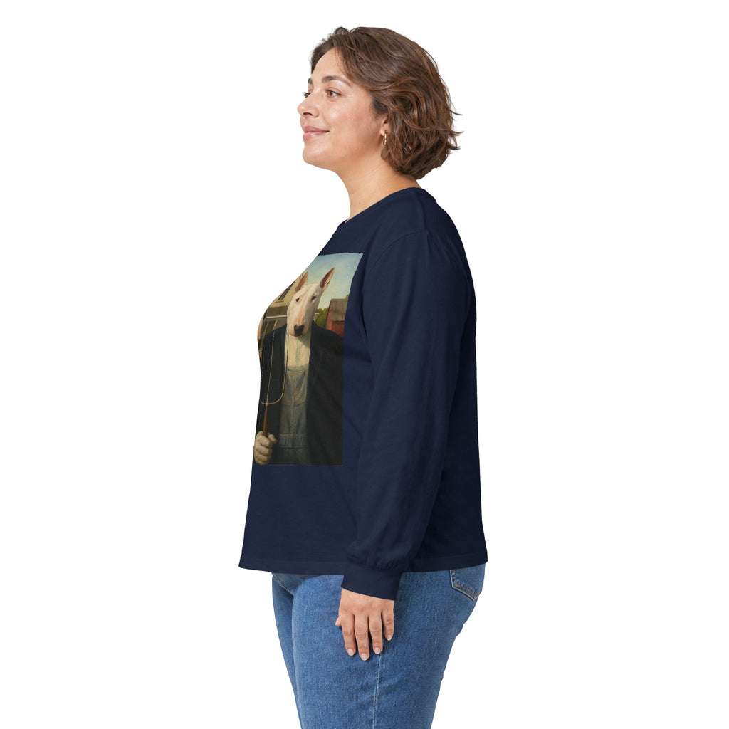 Bull Terrier American Gothic — after Grant Wood, 1930 | Long Sleeve