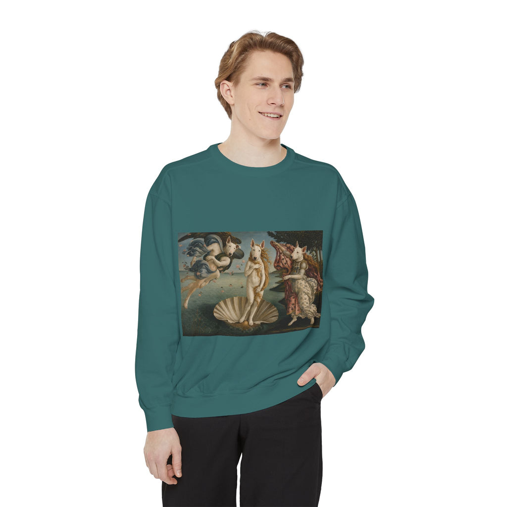 Bull Terrier The Birth of Venus — after Sandro Botticelli, c.1485 | Crewneck