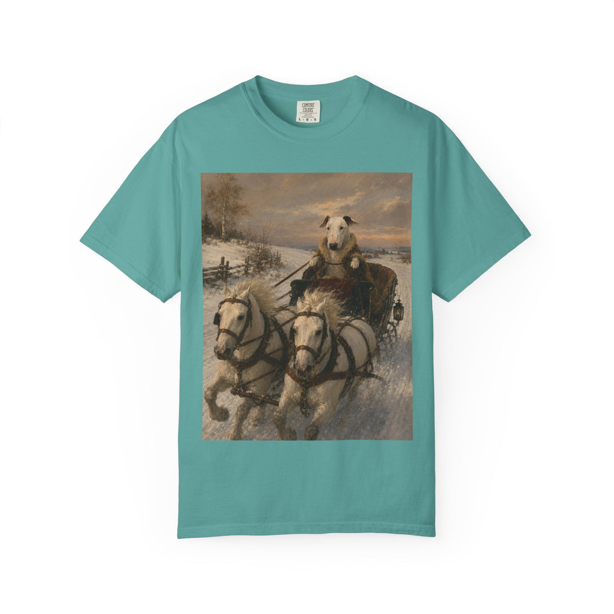 Bull Terrier Sleigh Ride — after Alfred Wierusz-Kowalski, c.1890 | Garment-Dyed Tee