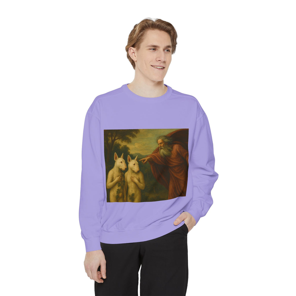 Bull Terrier The Rebuke of Adam and Eve — after Domenichino, 1626 | Crewneck
