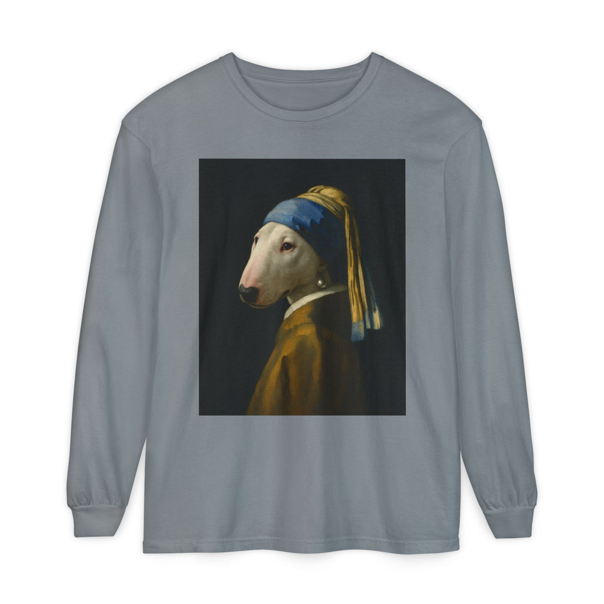 Bull Terrier Girl with a Pearl Earring — after Johannes Vermeer, c.1665 | Long Sleeve