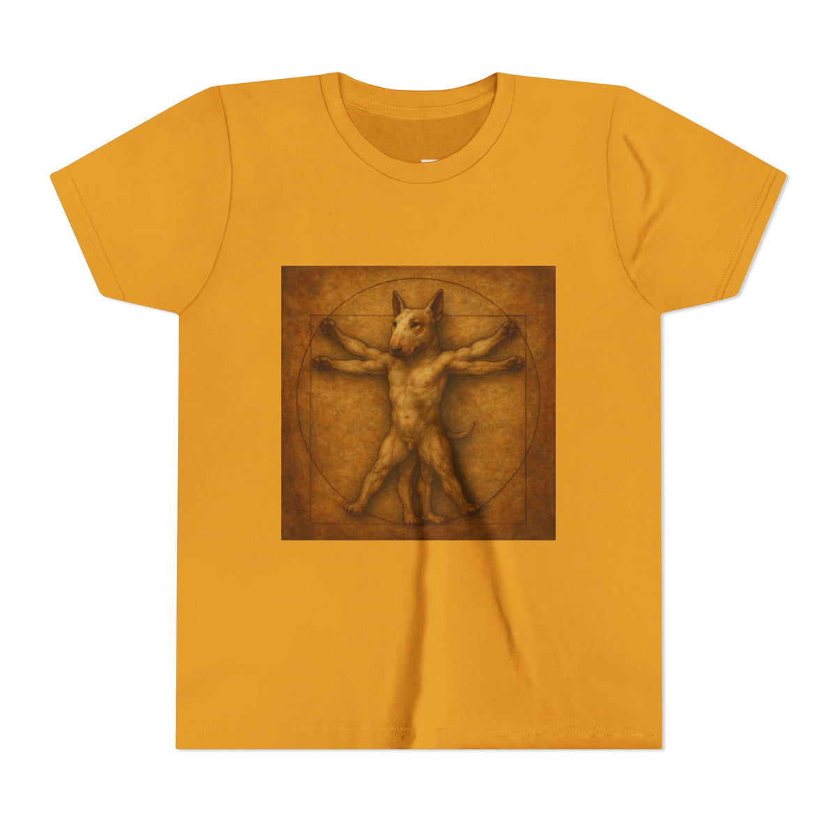 Bull Terrier Vitruvian Man — after Leonardo da Vinci, c.1490 | Youth Tee