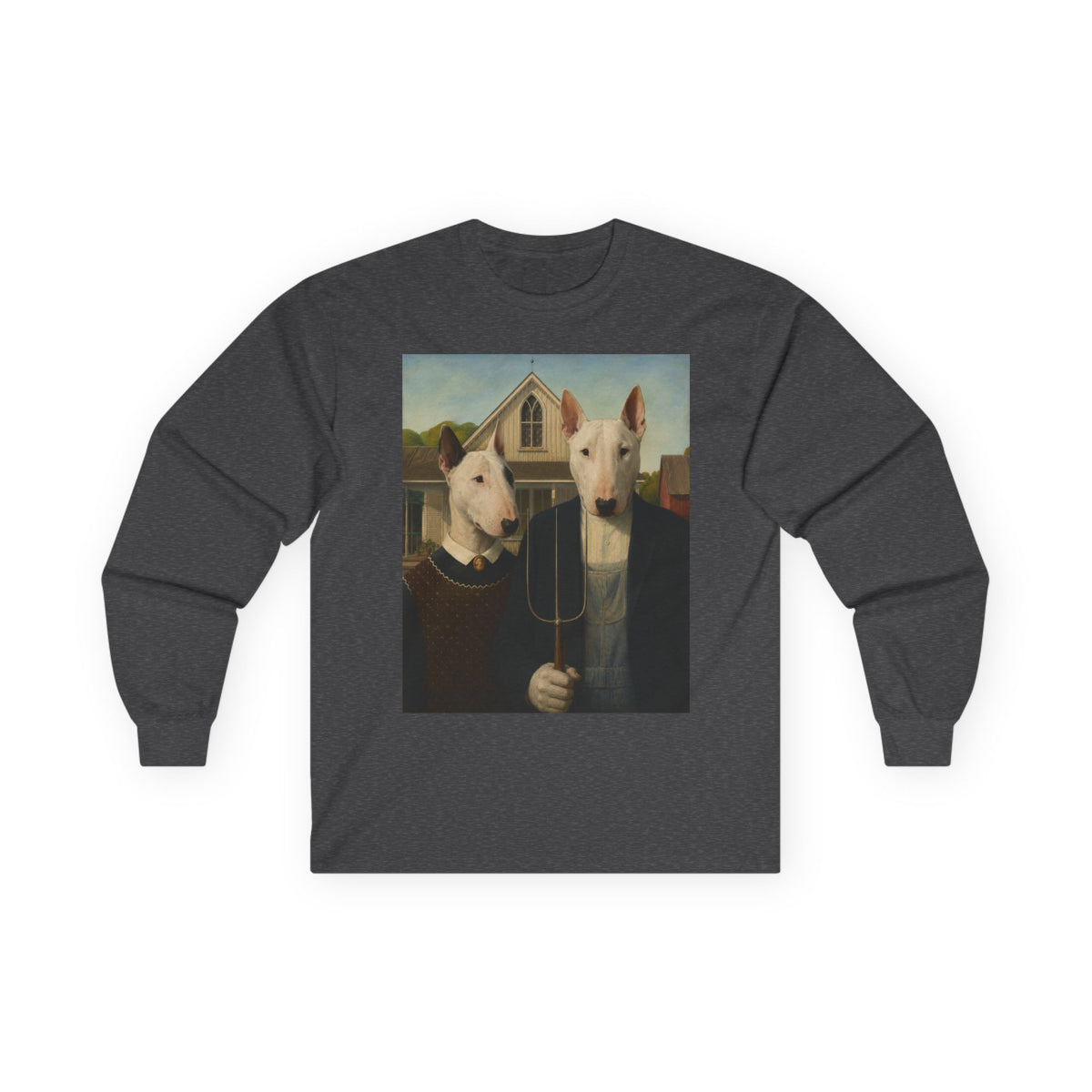 Bull Terrier American Gothic — after Grant Wood, 1930 | Long Sleeve
